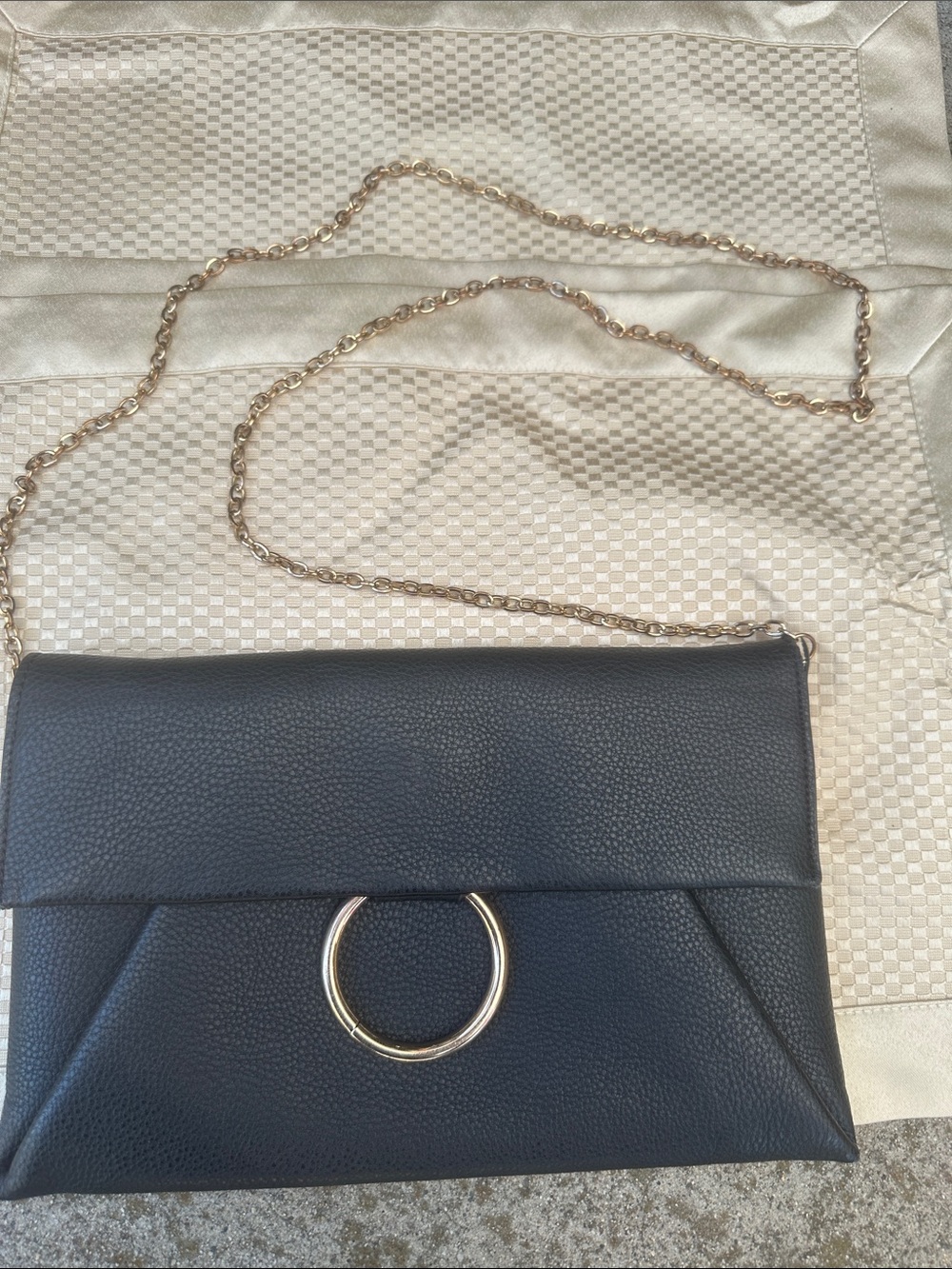 Urban Expressions Black Crossbody Clutch with Gold Ring
